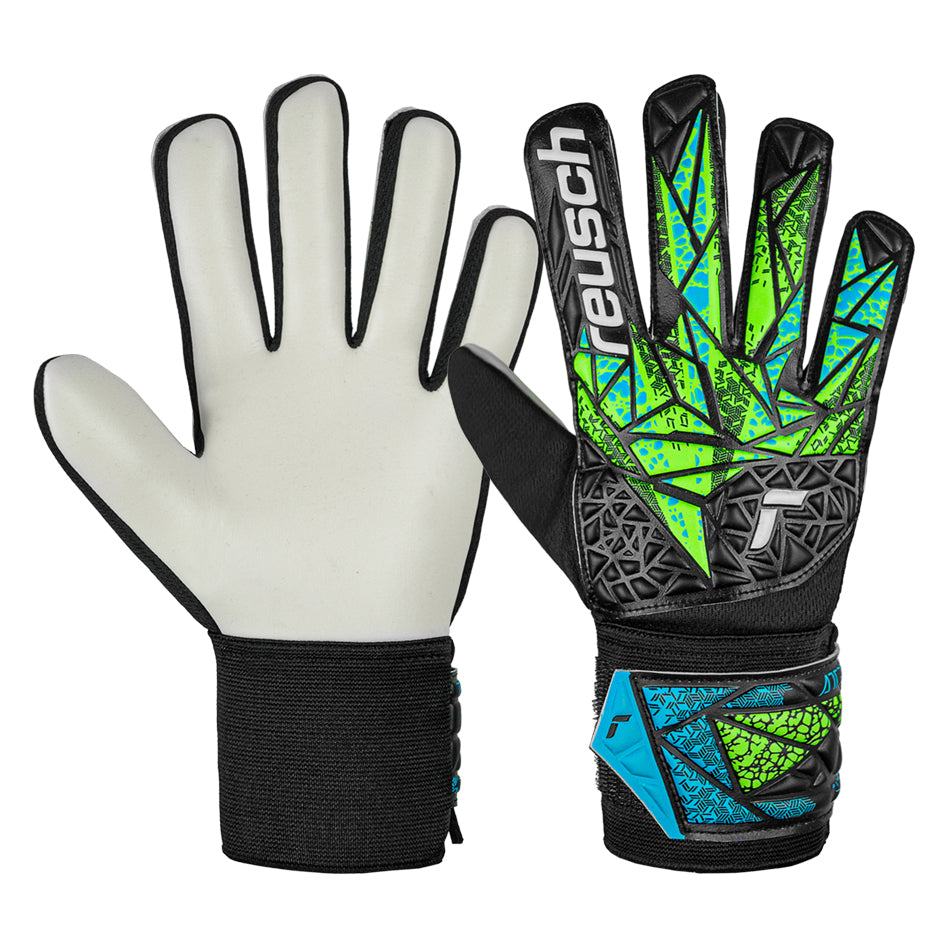 Guantes de arquero NIÑOS Reusch Attrakt Solid Junior - Negro Verde Azul