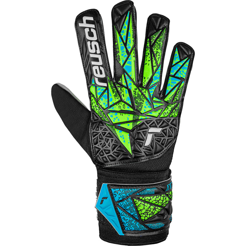 Guantes de arquero NIÑOS Reusch Attrakt Solid Junior - Negro Verde Azul